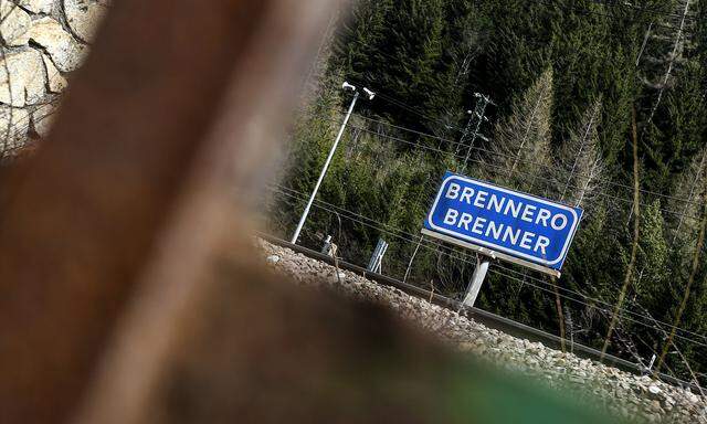 A sign reading ´Brenner - Brennero´ is seen at Brenner on the Italian-Austrian border