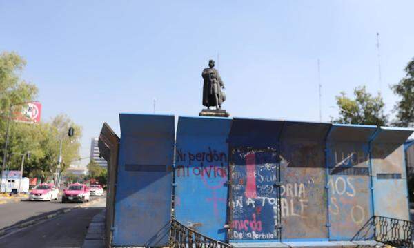 A picture taken from the monument to Christopher Columbus surrounded by metal fences to avoid being affected, today, dur