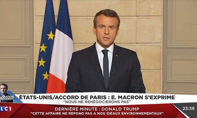 Emmanuel Macron in seiner Fernseh-Ansprache.