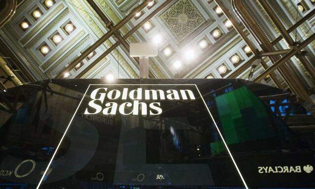 Goldman Sachs sign is seen above floor of the New York Stock Exchange shortly after the opening bell in New York