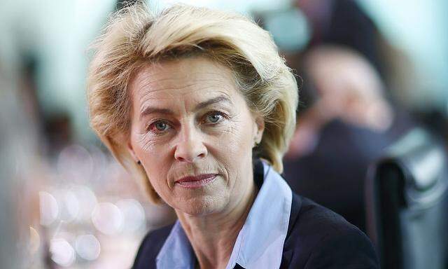 German Defence Minister von der Leyen is pictured before a cabinet meeting at the Chancellery in Berlin