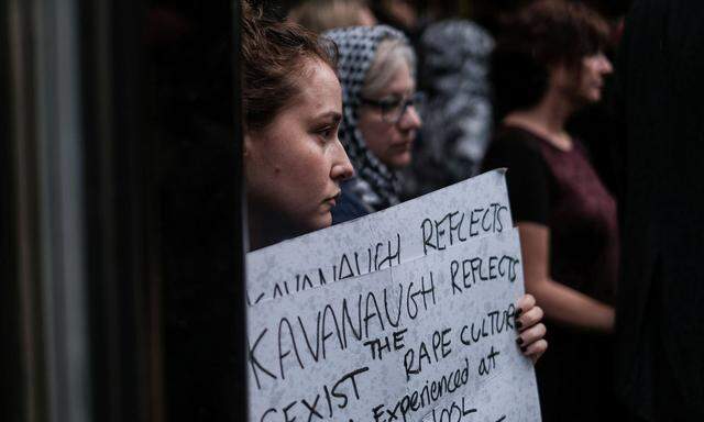 Activists hold a protest and rally in opposition to U.S. Supreme Court nominee Brett Kavanaugh near Trump Tower in New York