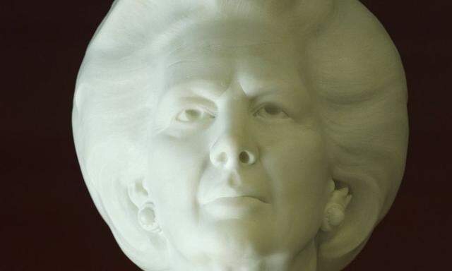 A statue of former British prime minister Margaret Thatcher, by Neil Simmons, 2001, is seen on display in the Guildhall Art Gallery in the City of London