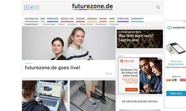 Screenshot futurezone.de 