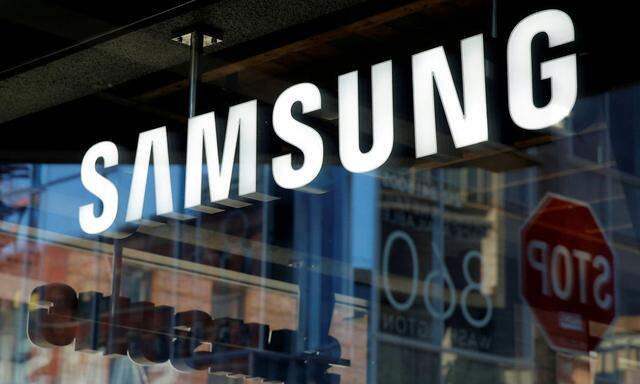 Signage is seen at the Samsung 837 store in the Meatpacking District of Manhattan, New York, U.S.