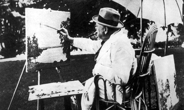 Winston Churchill beim Malen in der Schweiz