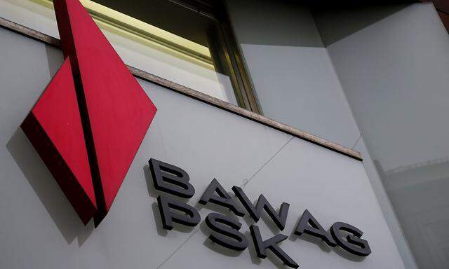 The logo of BAWAG PSK Bank is pictured on one of its branches in Vienna