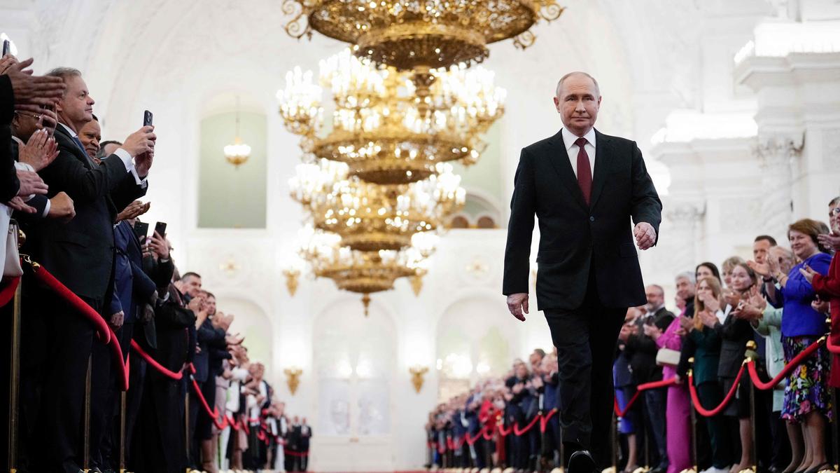 Russlands Präsident Putin bei der Zeremonie im Kreml in Moskau.