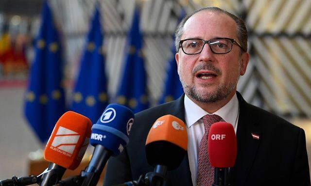 Außenminister Schallenberg vor dem EU-Außenministerrat in Brüssel am Montag.