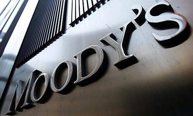 File photo showing Moody's sign on 7 World Trade Center tower in New York