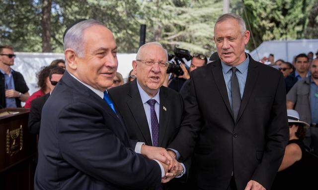 Benjamin Netanjahu, Reuven Rivlin und Benny Gantz