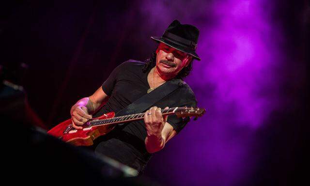 July 12 2015 Locarno Switzerland The Mexican American musician Carlos Santana performs on sta