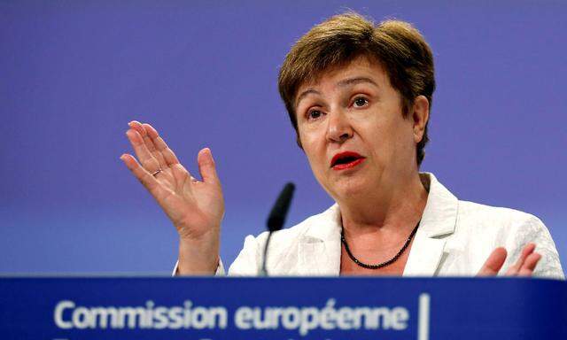 EU Commissioner Georgieva holds a news conference in Brussels