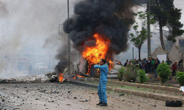 Eine Explosion in der von Rebellen kontrollierten Stadt Azaz.