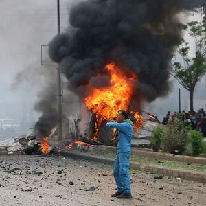 Eine Explosion in der von Rebellen kontrollierten Stadt Azaz.