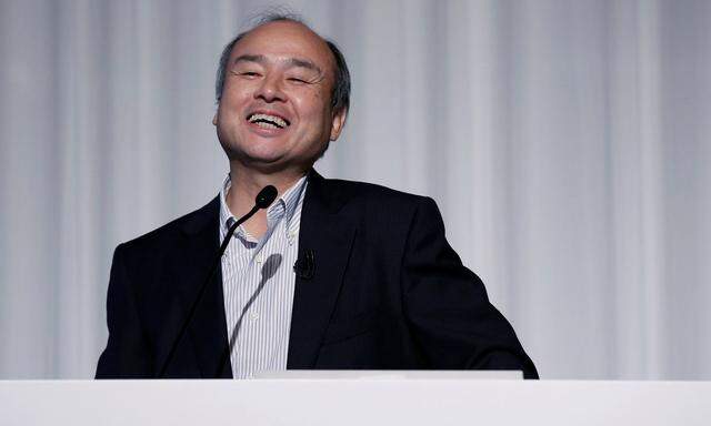 SoftBank Group Corp. Chairman and CEO Masayoshi Son smiles during an earnings briefing in Tokyo