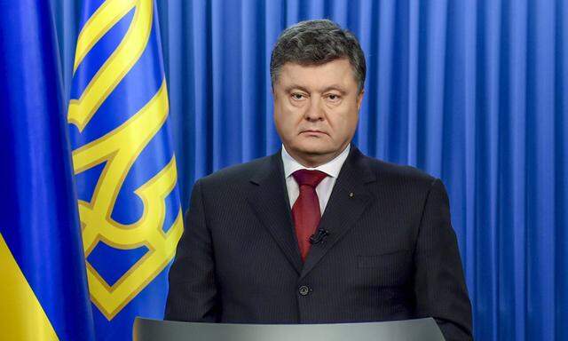 Ukraine´s President Poroshenko is seen as he makes his address to the nation in Kiev