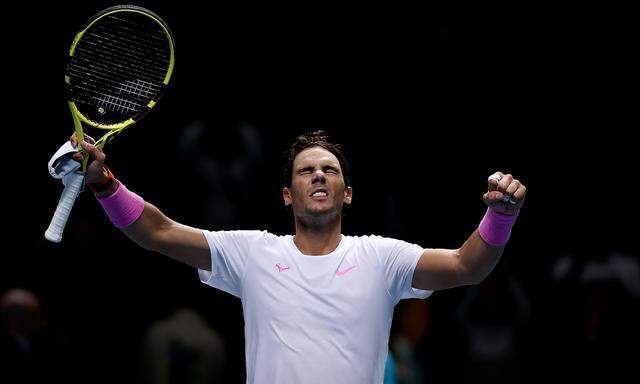 13th November 2019; 02 Arena. London, England; Nitto ATP, Tennis Herren Tennis Finals; Rafael Nadal (Spain) celebrates