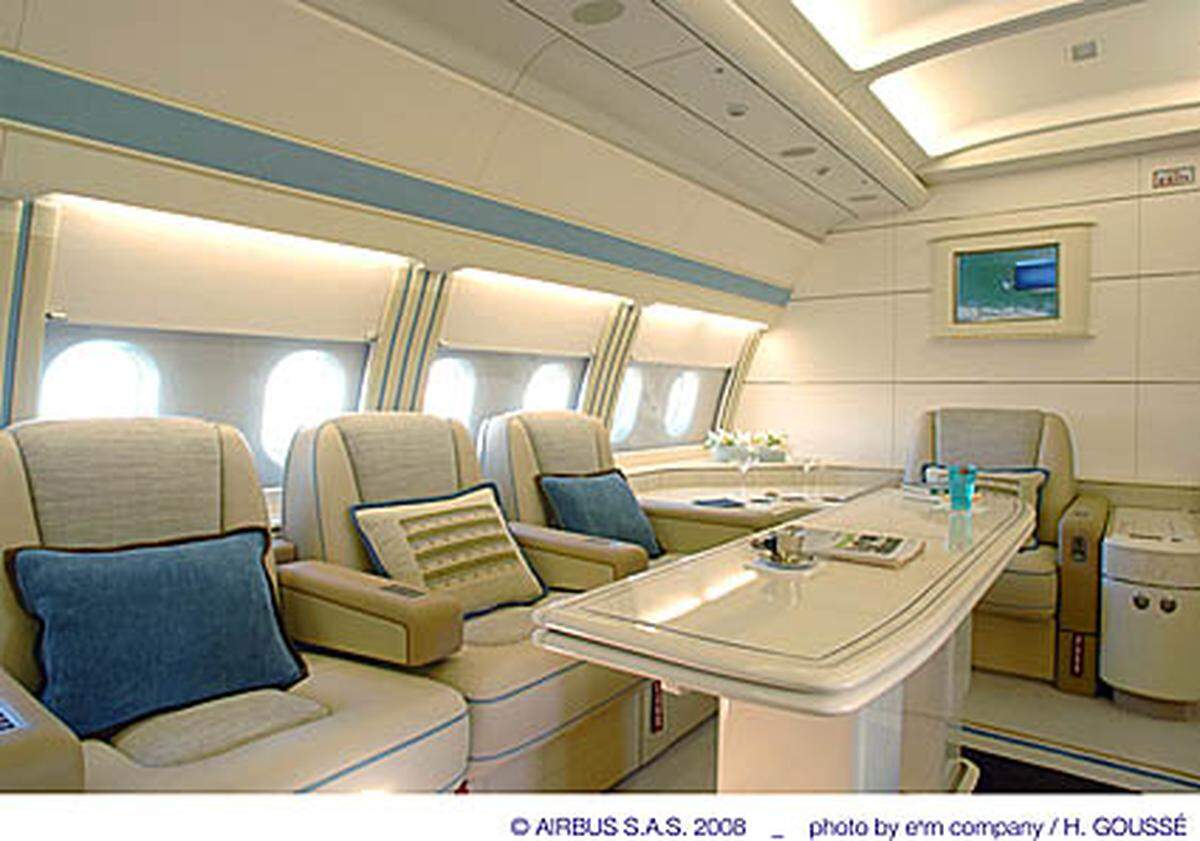 Das Interieur des Airbus 320 Prestige kann man natürlich ganz nach Geschmack aussuchen.
