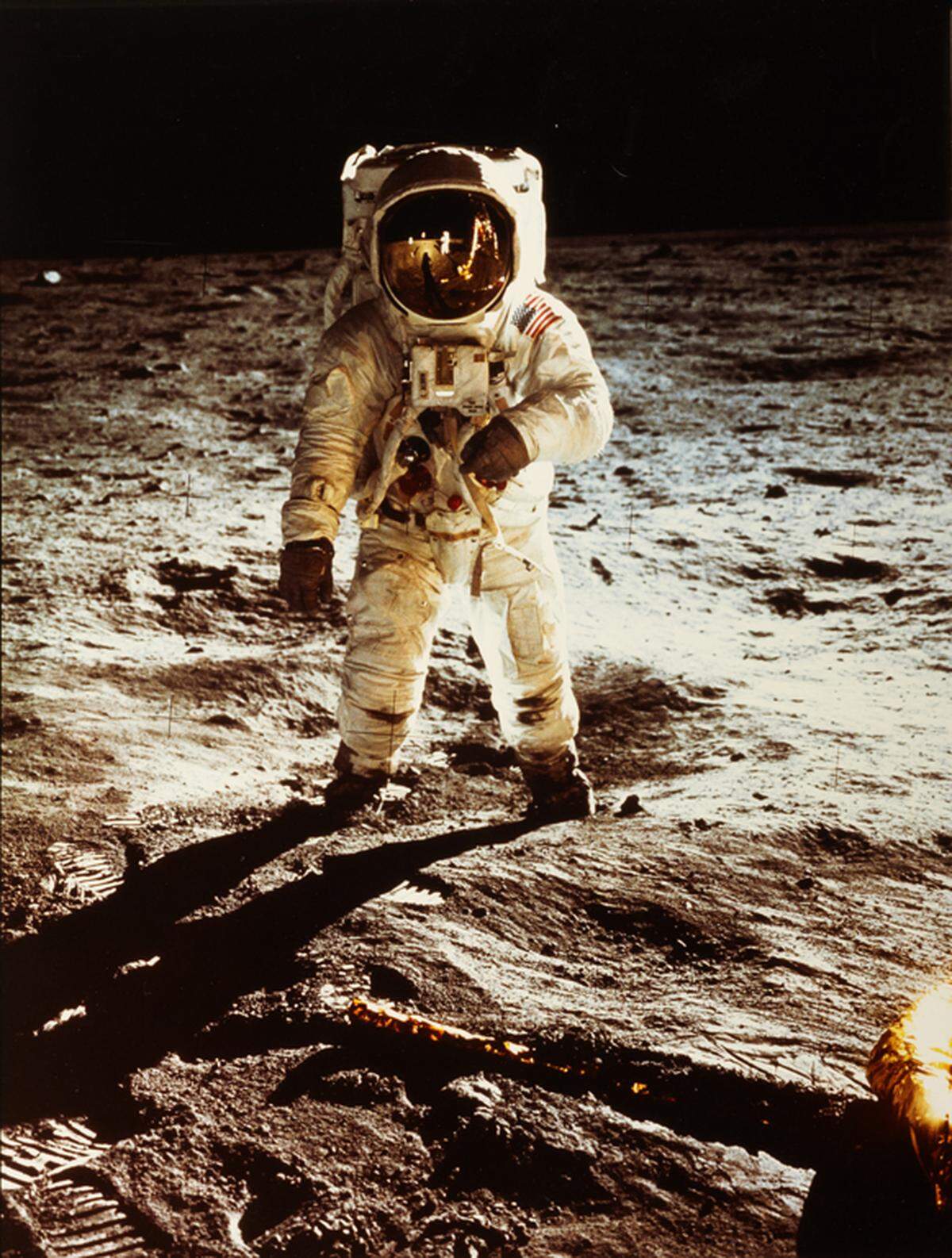 Ergänzend zur Ausstellung werden Fotografien der Mission Apollo 11 mit der ersten Landung eines Menschen auf dem Mond 1969 aus der Sammlung des Fotomuseums gezeigt. Im Bild: Edwin „Buzz“ Aldrin, Sammlung WestLicht, Wien