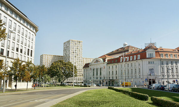 Eine Visualisierung des geplanten Projekts am Heumarkt (hinten)