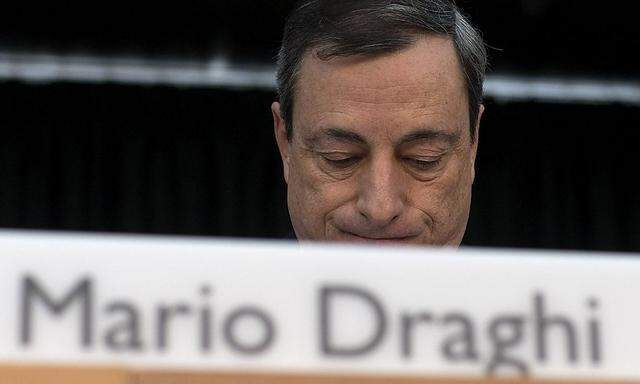 ECB President Mario Draghi addresses the monthly ECB news conference in Frankfurt