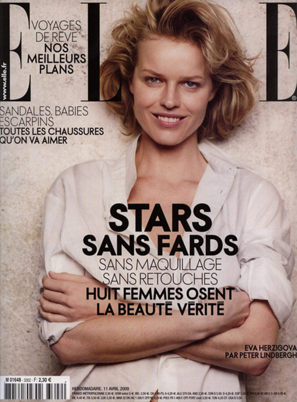 Für das Elle-Magazin zeigte sich Eva Herzigova ohne Make-up und digitale Nachbearbeitung.