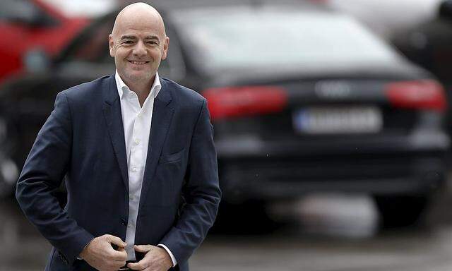 UEFA General Secretary and FIFA presidential candidate Infantino arrives for the regional meeting of National Football Associations in Belgrade