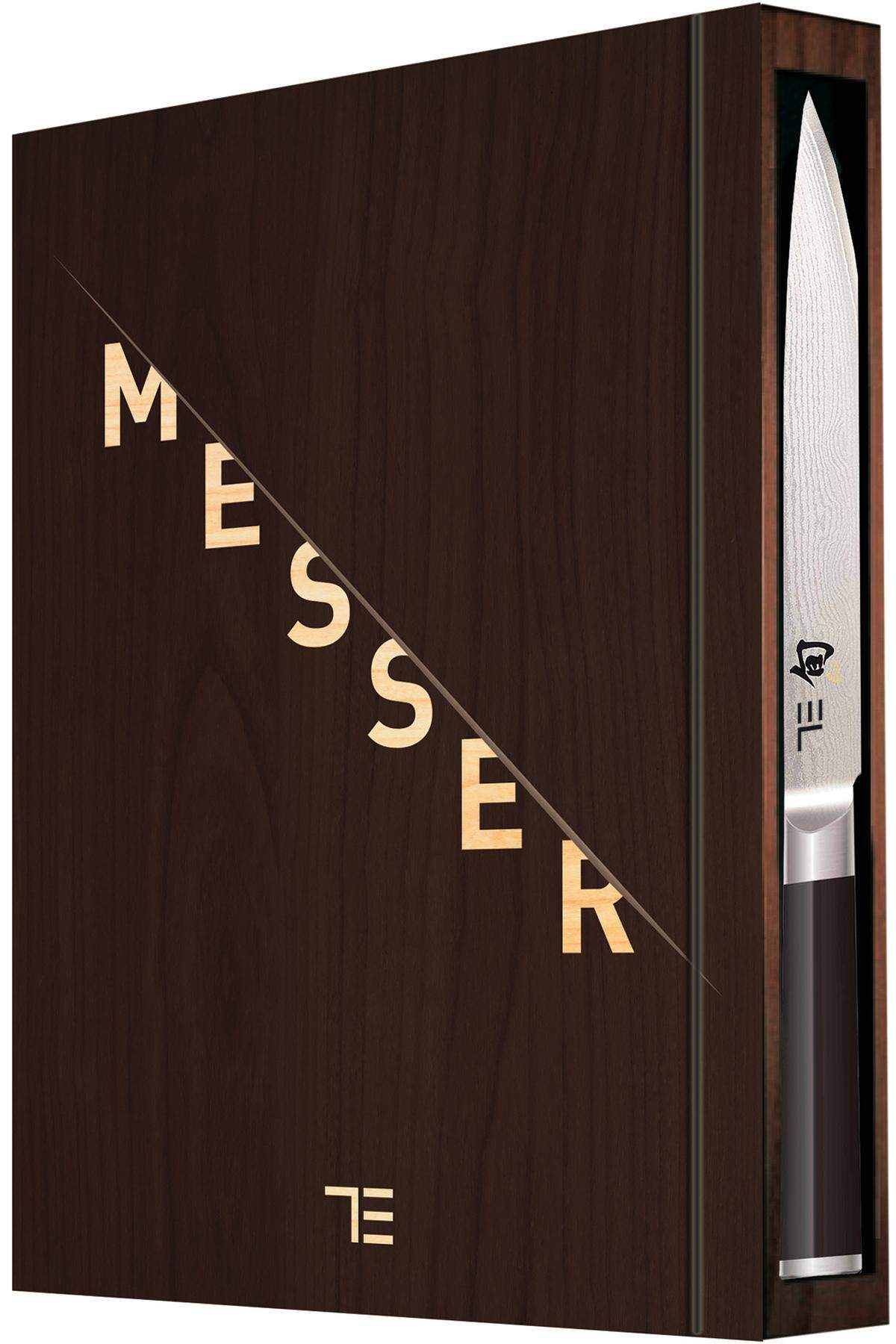 „Messer“ plus Messer aus Damaszener Stahl, Limited Edition von Teubner, 288 Seiten um 299 Euro