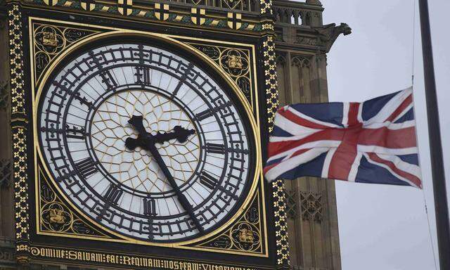 A Union flag flies at half-mast in front of the Big Ben clocktower in tribute to murdered Labour Party MP Jo Cox, in London
