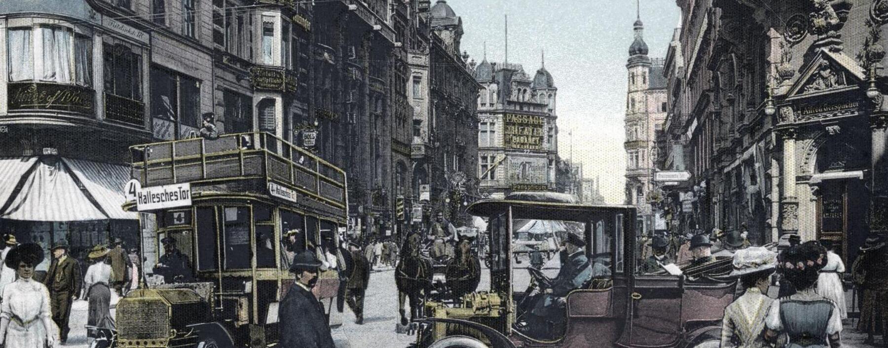 Das Berliner Leben in der Friedrichstraße zu Beginn des 20. Jahrhunderts.  