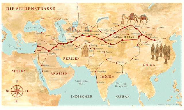 Zwei bis drei Jahre konnte in der Antike der Transport von China bis ans Mittelmeer dauern. 