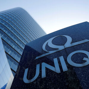 FILE PHOTO - The logo of the Austrian insurer Uniqa is seen in front of its headquarters in Vienna