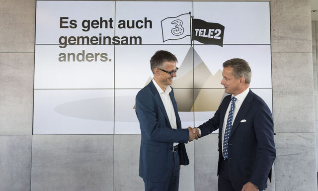 Ab jetzt Partner: Jan Trionow („3“) und Alfred Pufitsch (Tele2), v. l.