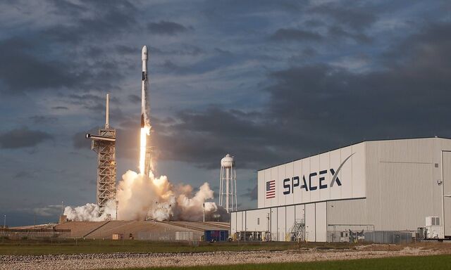 A SpaceX Falcon 9 rocket lifts off at 3 46 PM from Launch Complex 39A at the Kennedy Space Center