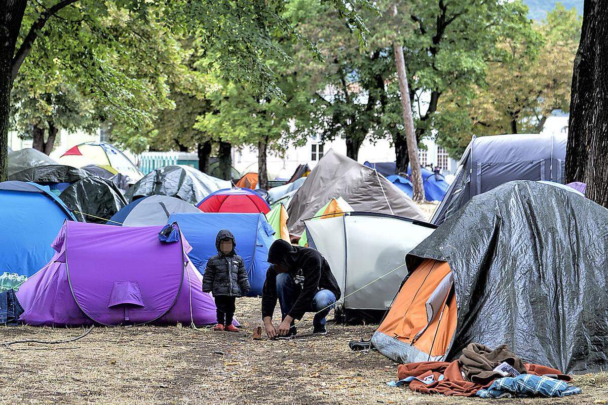 Und heute? Theoretisch gilt – nach einer Unterbrechung – in Traiskirchen noch immer ein Aufnahmestopp. Dafür werden viele Flüchtlinge in der angrenzenden Sicherheitsakademie untergebracht. Von einer Entspannung der Lage kann aber keine Rede sein: Mehr als 4000 Asylwerber waren dort im Sommer (teils ohne Dach über dem Kopf) untergebracht. Nun sind es 2700 Menschen.