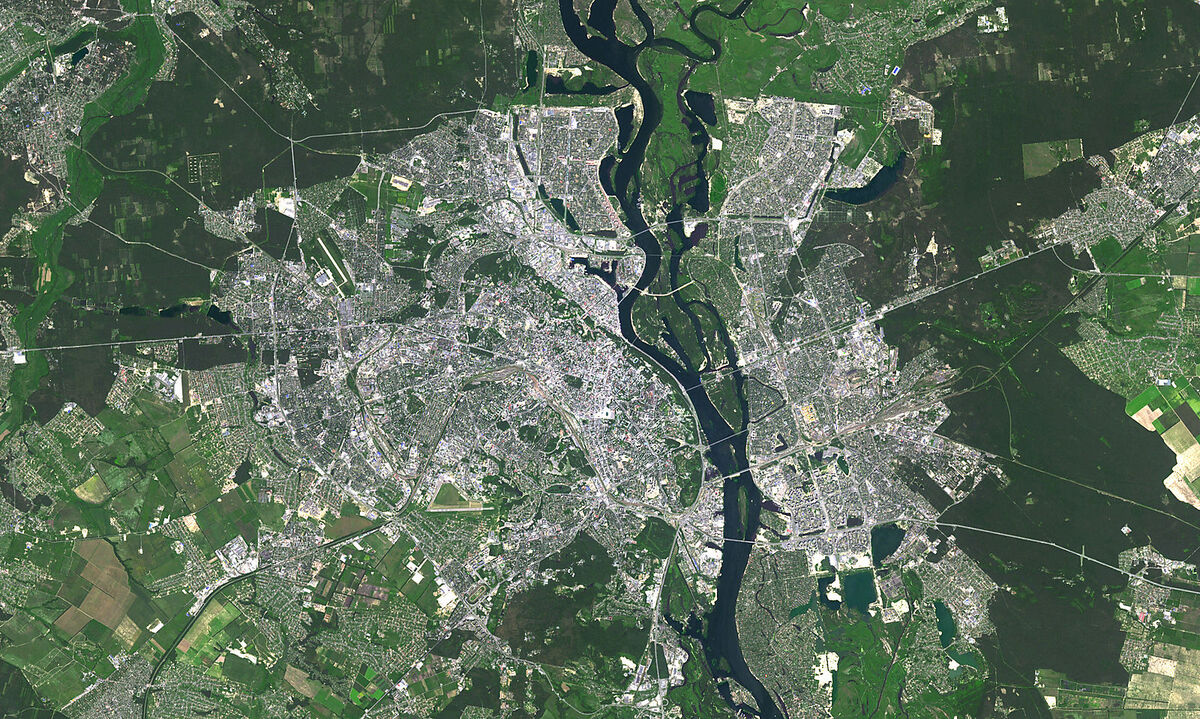 Der Dnepr teilt die Stadt Kiew in zwei Hälften. (Aufnahme 2014)