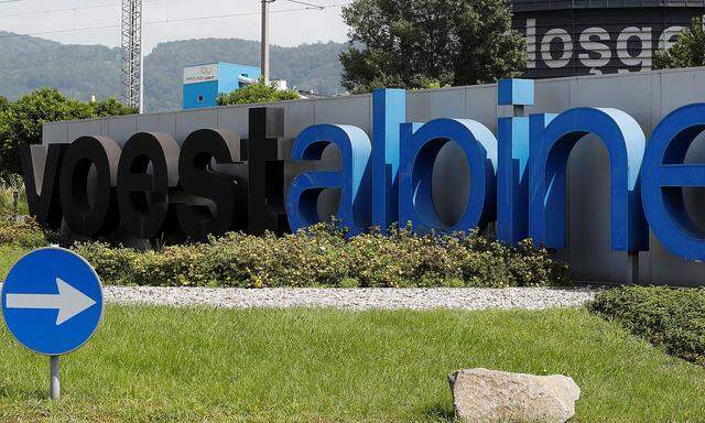 FILE PHOTO: The logo of Austrian specialty steelmaker Voestalpine is seen in front of the company's premises in Linz