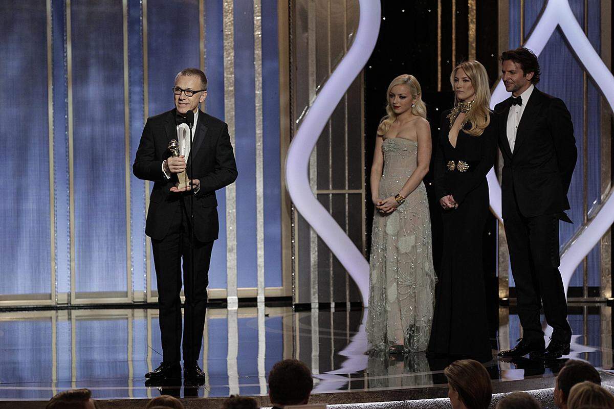 Christoph Waltz wurde als Nebendarsteller für seine Rolle im Tarantino-Western "Django Unchained" prämiert. Es ist bereits sein zweiter Golden Globe: 2010 erhielt Waltz für seine Rolle in "Inglourious Basterds", ebenfalls ein Streifen von Quentin Tarantino, bereits den begehrten Film- und Fernsehpreis.