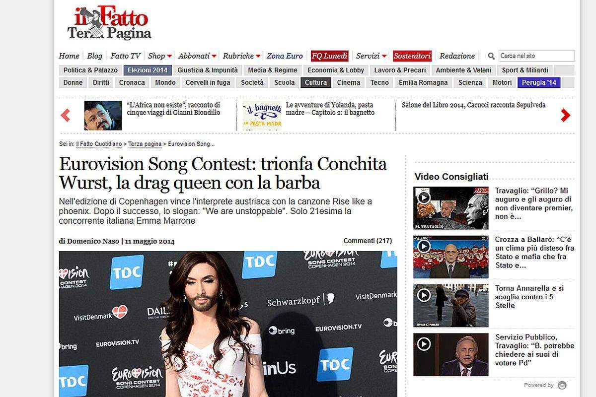"Eine Drag Queen mit Bart erobert den Eurovision Song Contest in Kopenhagen und erweist sich als echter Star des Songwettbewerbs. Conchita Wurst ist zur wahren Königin der Bühne geworden!"