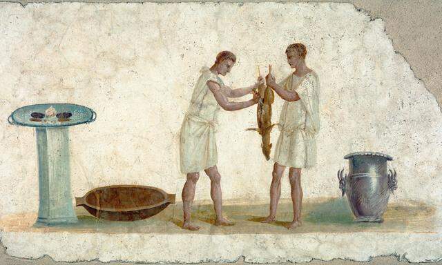Auch für Küchendienste wurden Sklaven eingesetzt: Ein Fresko aus dem zweiten Jahrhundert nach Christus im Paul Getty Museum in Malibu.