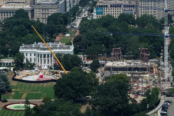 Das Weiße Haus und die Bauarbeiten zum neuen Ballsaal