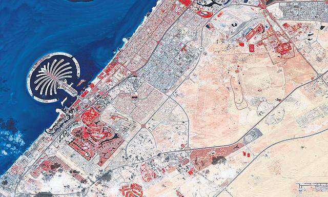 Von oben: Die Insel in Dubai wurde in Form einer Palme angelegt.