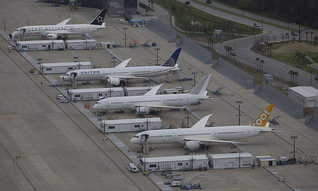 An aerial view shows the final assembly area at the Boeing plant in North Charleston