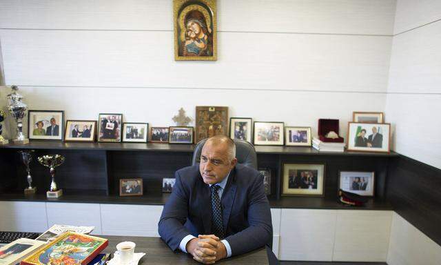 Borisov, leader of centre-right GERB party, participates in an interview with Reuters in Sofia