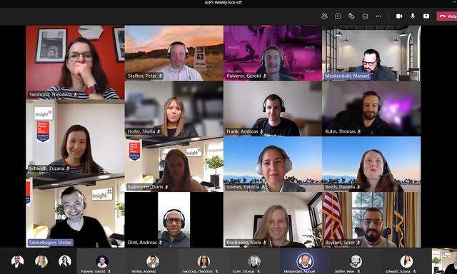 Neue Zeiten verlangen neue Lösungen: Insight-Mitarbeiter*innen bei einer MS-Teams-Besprechung. 