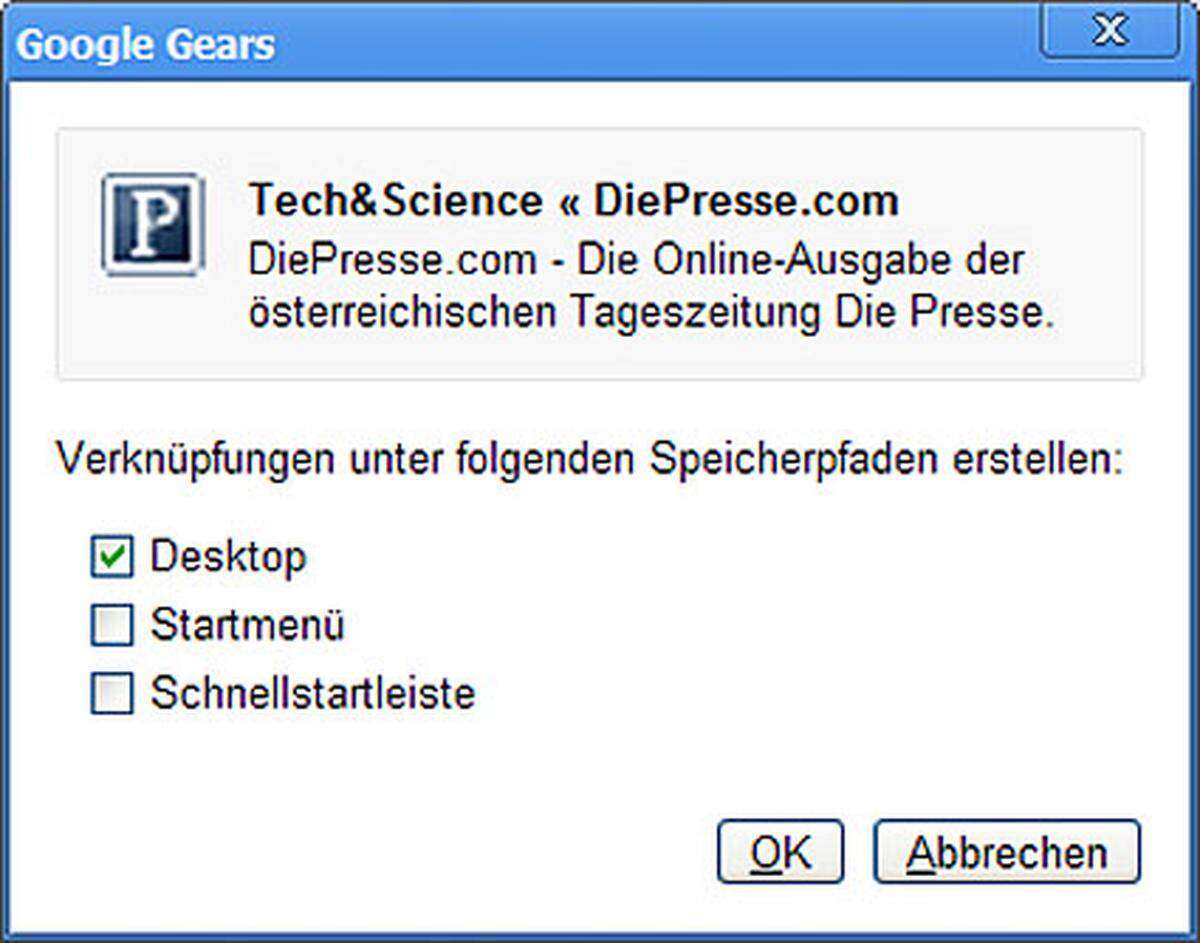 Mit der Funktion "Anwendungsverknüpfung erstellen", kann man webbasierte Anwendungen, wie Google Mail, direkt vom Desktop, oder aus dem Startmenü aufrufen.