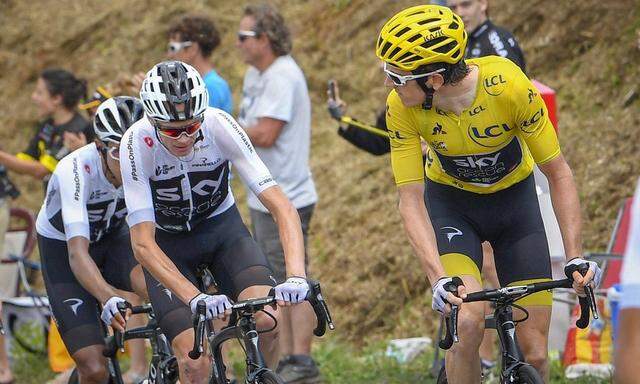 CARCASSONNE FRANCE JULY 22 FROOME Chris GBR of Team SKY and THOMAS Geraint GBR of Team SKY