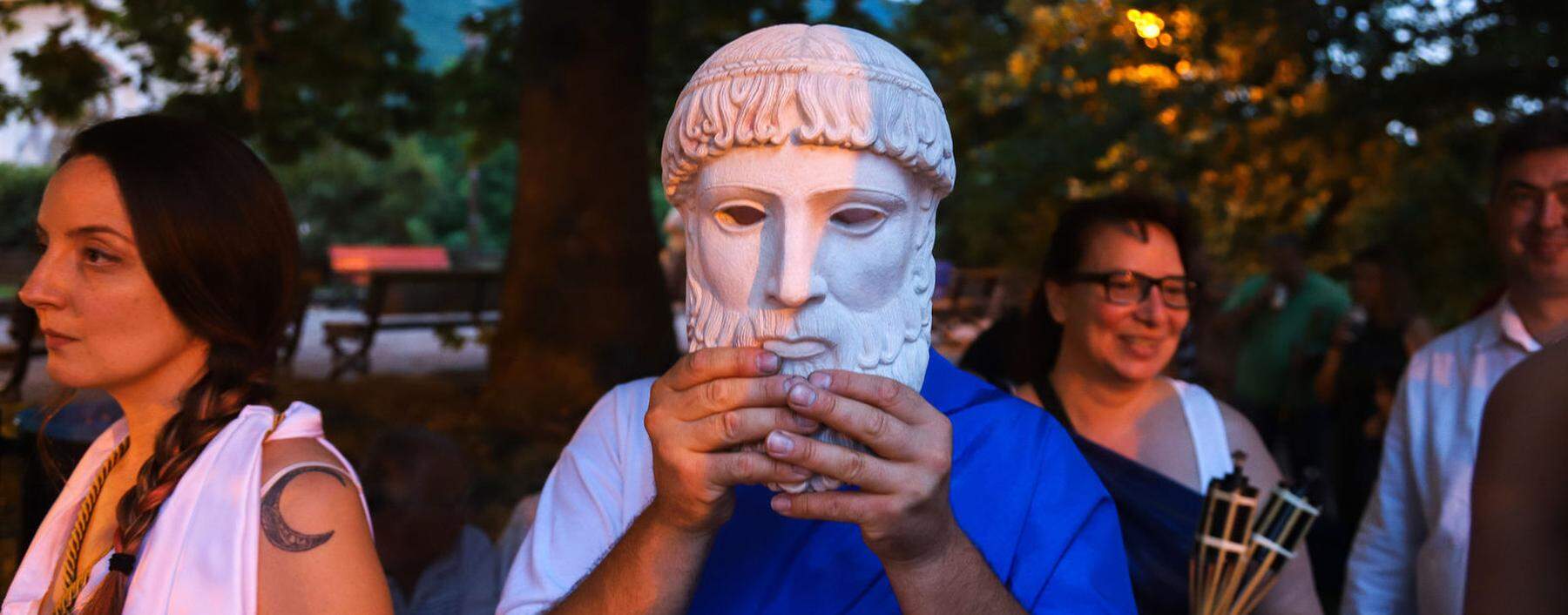 Ancient Greek Religion Hellenism Ceremony At Prometheia Festival In Greece