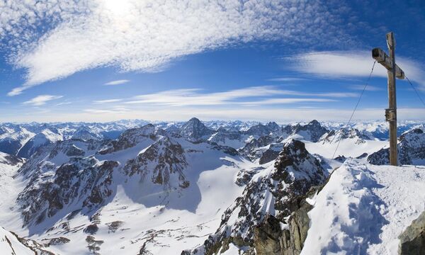 „In die Berg bin i gern, und da gfreit si mei Gmiat“ – Volkslieder sind nicht immer nur kitschig, sondern teilweise auch zutreffend. Blick vom Piz Buin. 